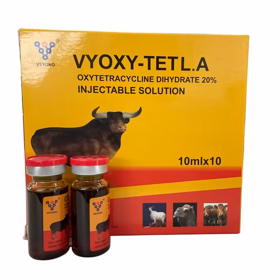 Long Acting Oxytetracycline Injection 20% Veterinary Medicine Drugs for Cattle Sheep Goats Horse Poultry Use